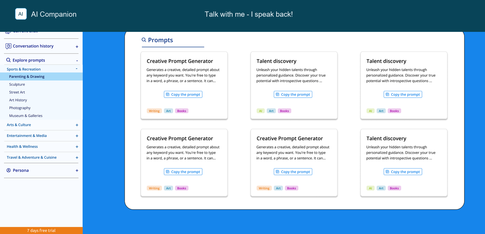 AI Companion interface illustrating the product reviewed through SPARK.